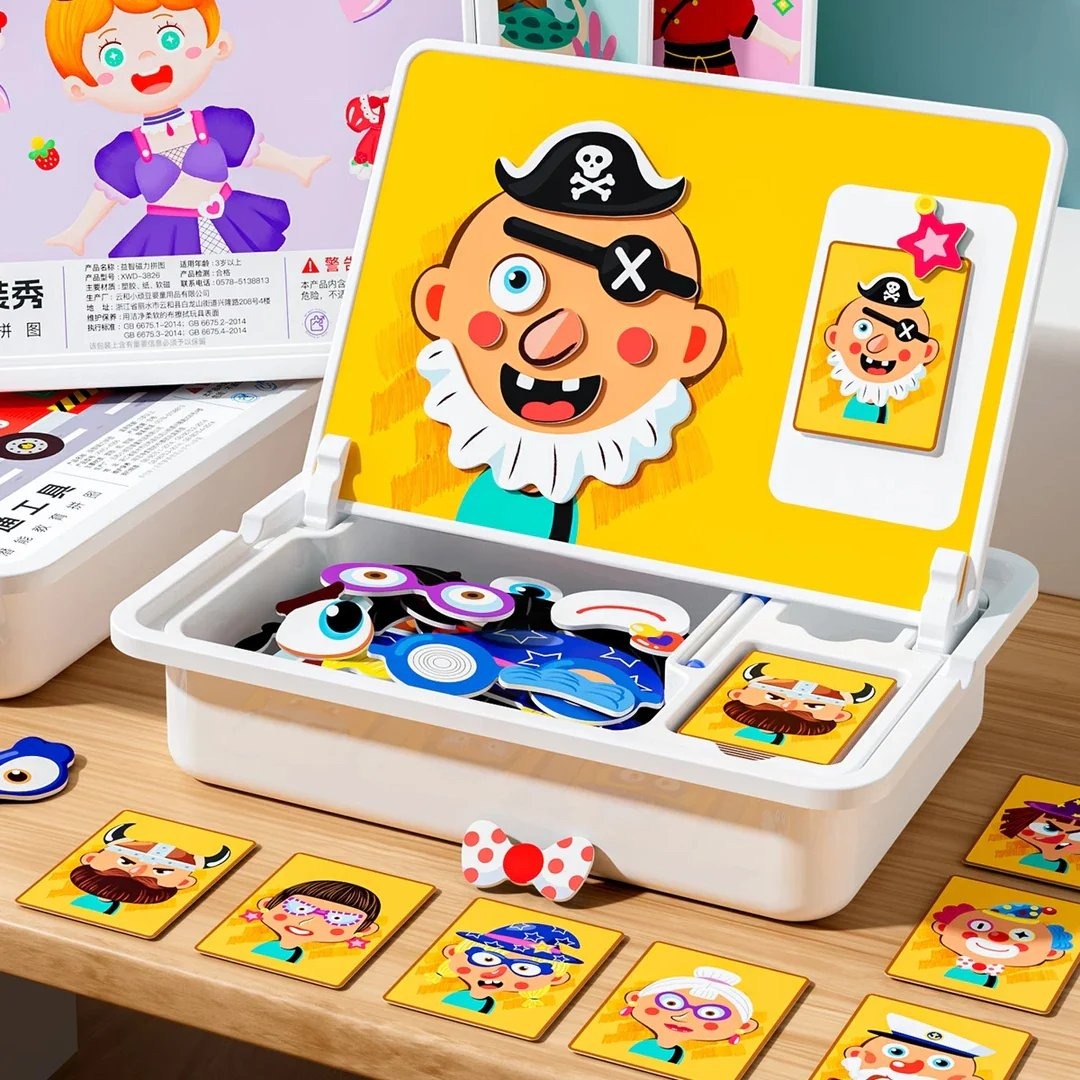 ✨GIẢM GIÁ 49%💫Trò chơi ghép hình nam châm trang điểm khuôn mặt du lịch hai mặt đồ chơi giáo dục mầm non cho trẻ em